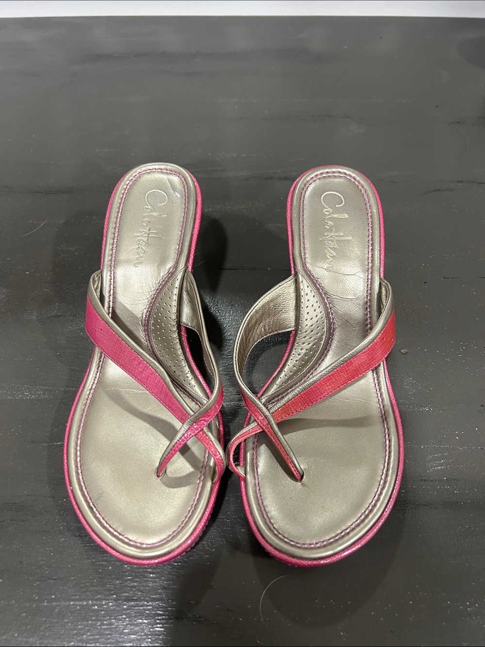 Cole Haan Pink Metallic Thong Sandals